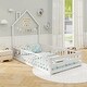 preview thumbnail 16 of 18, Twin Size House Shape Floor Bed with Lockable Door and Full-Length Guardrail