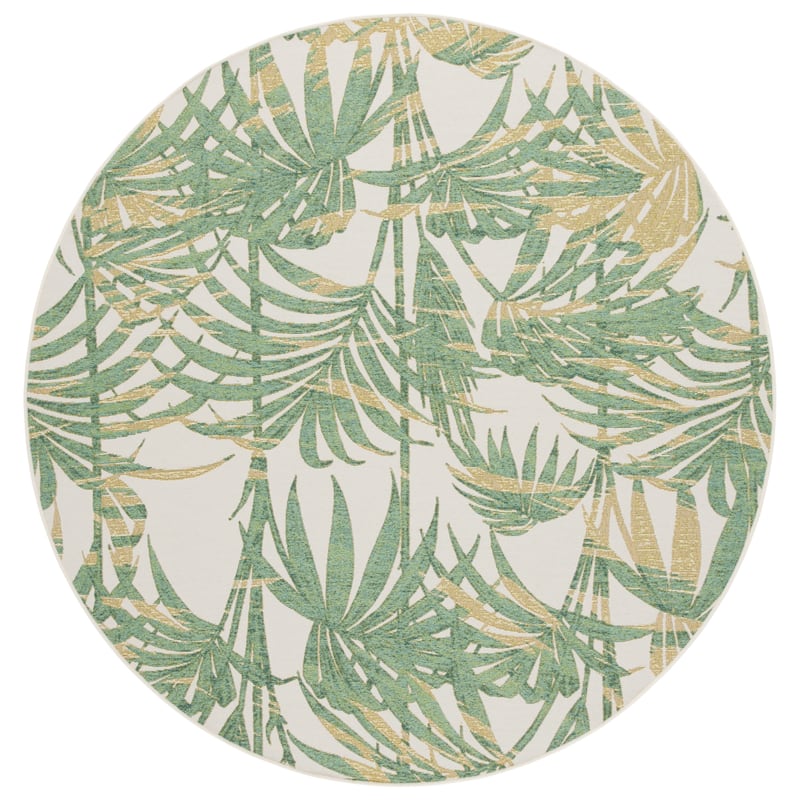 SAFAVIEH Barbados Hilderose Tropical Rug - 6'7" Round - Ivory/Green