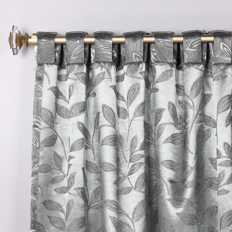 Superior Leaves Machine Washable Room Darkening Curtains with Back Tabs, Set of 2