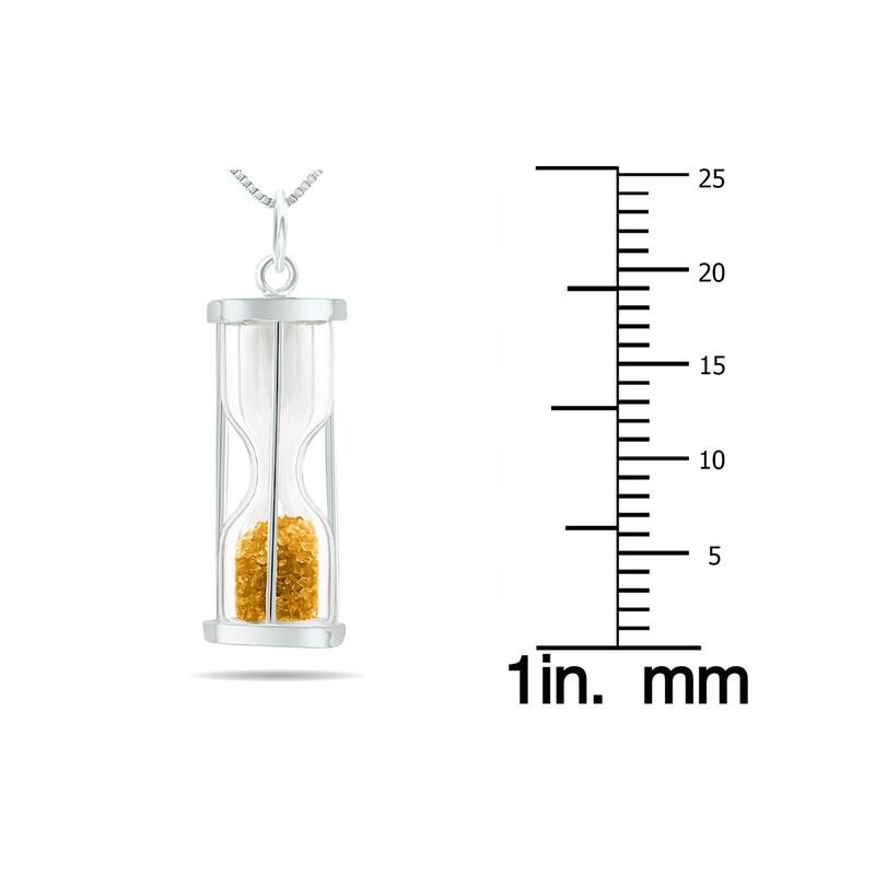 3/4 carat tw genuine November Citrine birthstone Hourglass Pendant Necklace - Tooth Fairy Pixie Dust Gift 925 Sterling Silver
