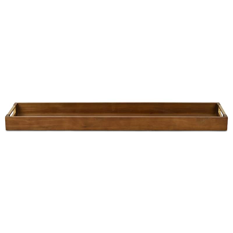 Nyssa Slim Rectangular Wood Decorative Tray - Brown