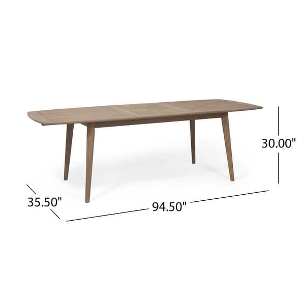 dimension image slide 2 of 4, Stamford Acacia Wood Outdoor 9-piece Expandable Dining Set by Christopher Knight Home