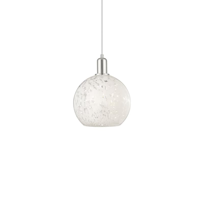 Innovations Lighting 716-1P-13-10 White Mouchette Pendant White - Polished Nickel / White Mouchette