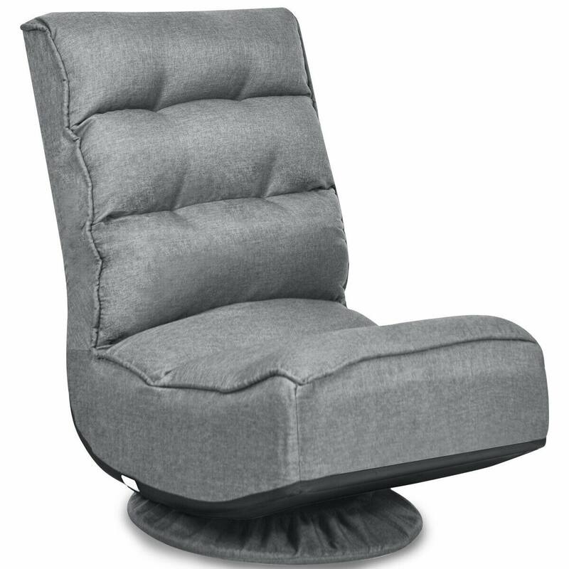 360-Degree Swivel Floor Chair with Foldable Design and Adjustable Backrest