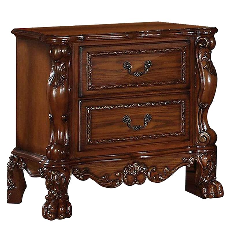 Rosy Four Piece Queen Bedroom Set, Raised Inlay Moldings, Cherry Oak Brown