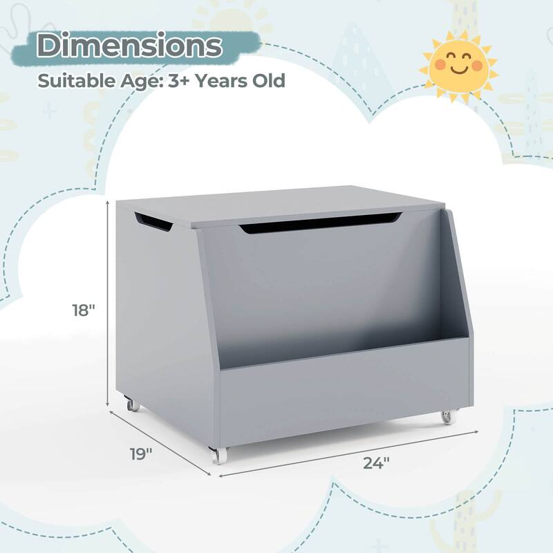 Costway Kids Toy Box Wooden Mobile Toy Storage Organizer with - See Details