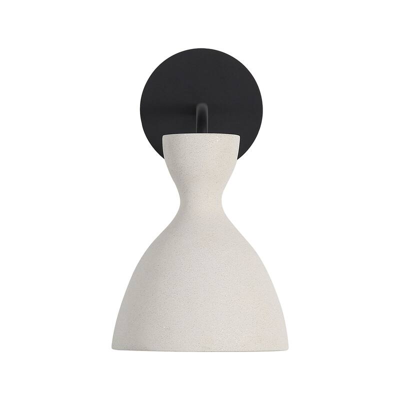 Golden Lighting 2173-OWL Aethera 9" Tall Outdoor Wall Sconce - White Sandstone Cement