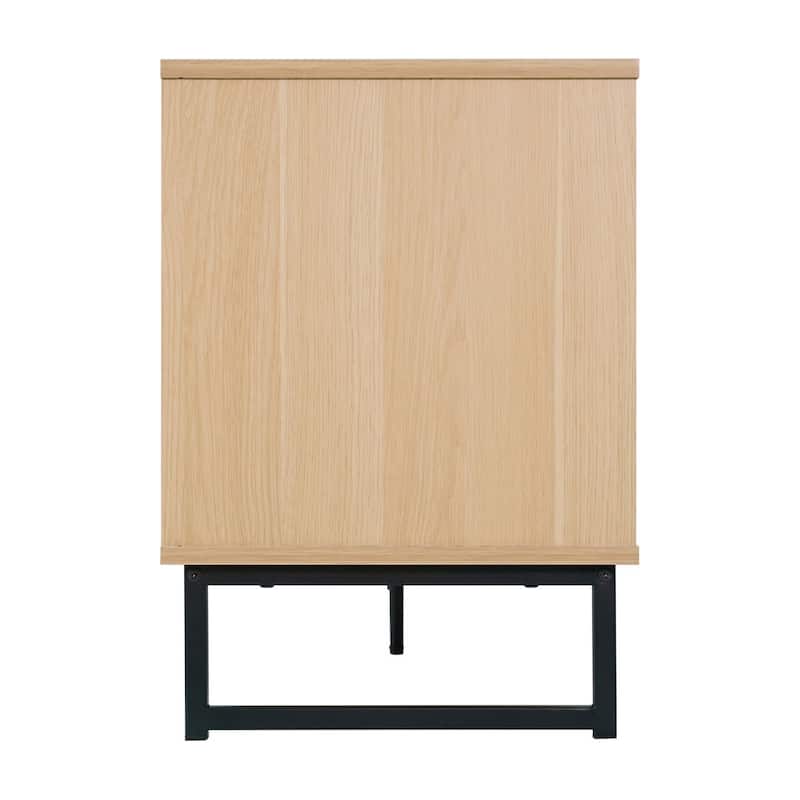 65" TV Stand with Rattan Accented Storage Doors - 66"W x 15.75"D x 22.75"H