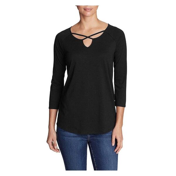 Shop Eddie Bauer Women Gate Check 3 4 Sleeve Cross Front Tunic