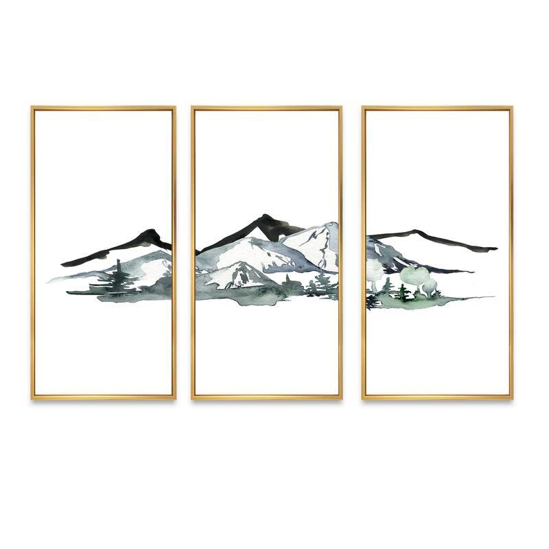 Designart "Minimalistic Winter Mountains and Fir Forest I" Modern