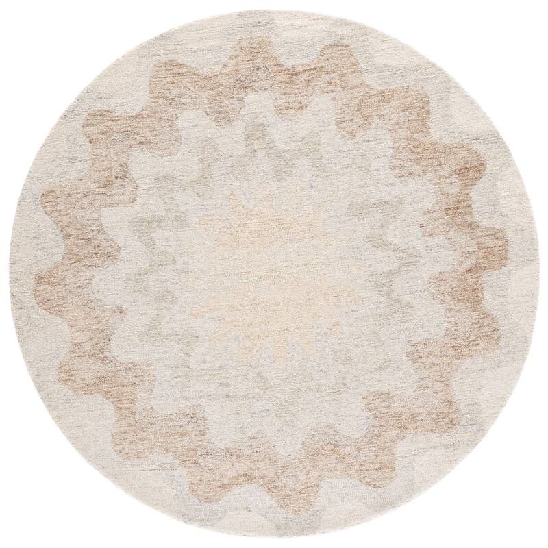 SAFAVIEH Handmade Harvest Sakina Wool Rug - 6' Round - Beige/Brown