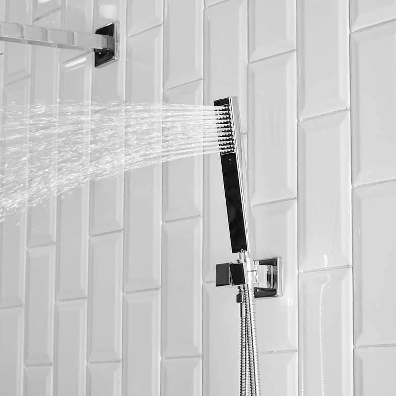 10 Inch Square Bathroom Shower Combo Set - 19.09"D x 14.96"H x 13.98"W