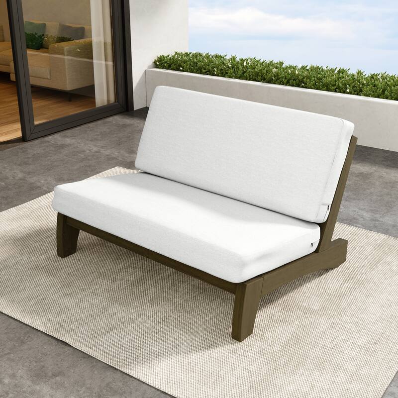 Outdoor Furniture Teak Wood Armless Loveseat Sofa With Cushion