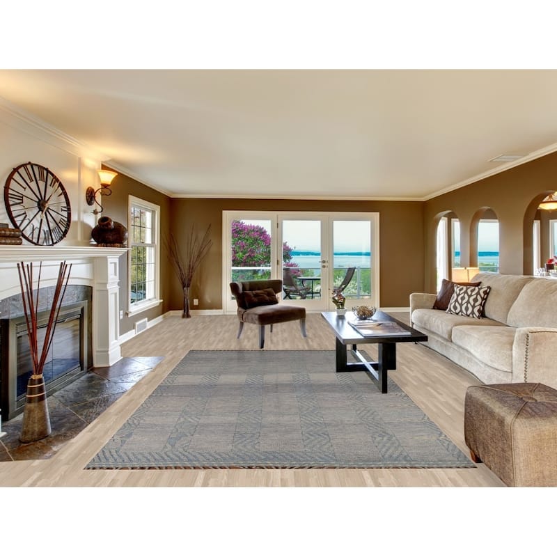 Gray Striped Moroccan Area Rug Hand-Knotted Wool Carpet - 6'7"x 10'9"