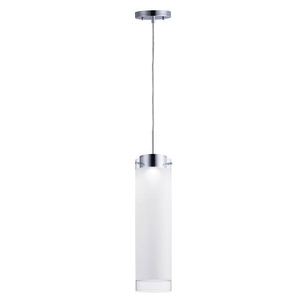 slide 2 of 4, 1-light 6" Wide Steel Pendant - Polished chrome Polished chrome