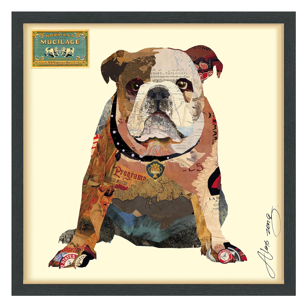 "Men's Best Bully" Dimensional Collage Framed Graphic Art Under Glass Wall Art