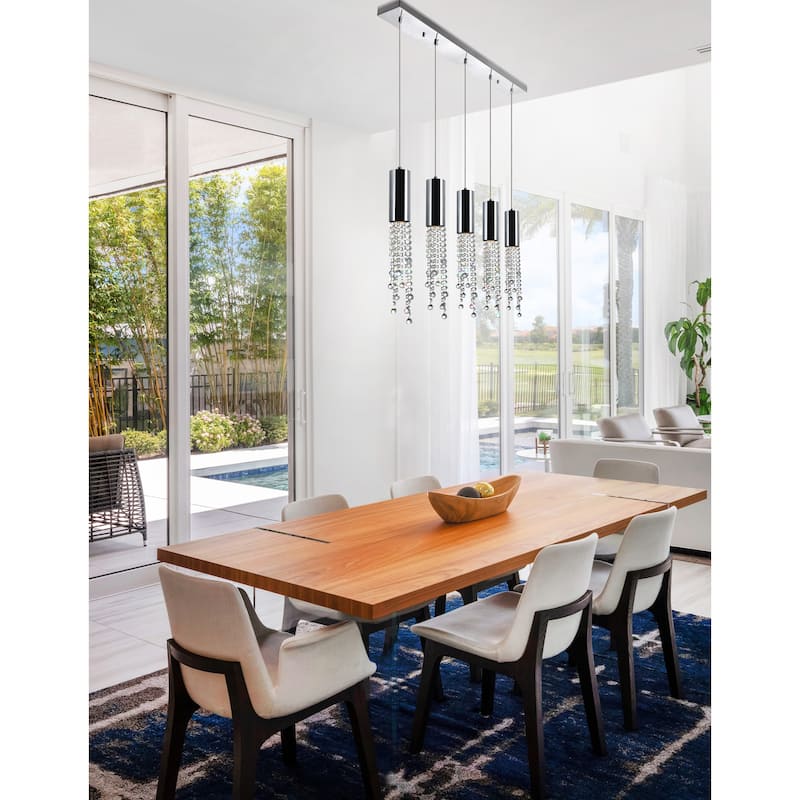 Extended 5 Light Multi Light Pendant With Chrome Finish