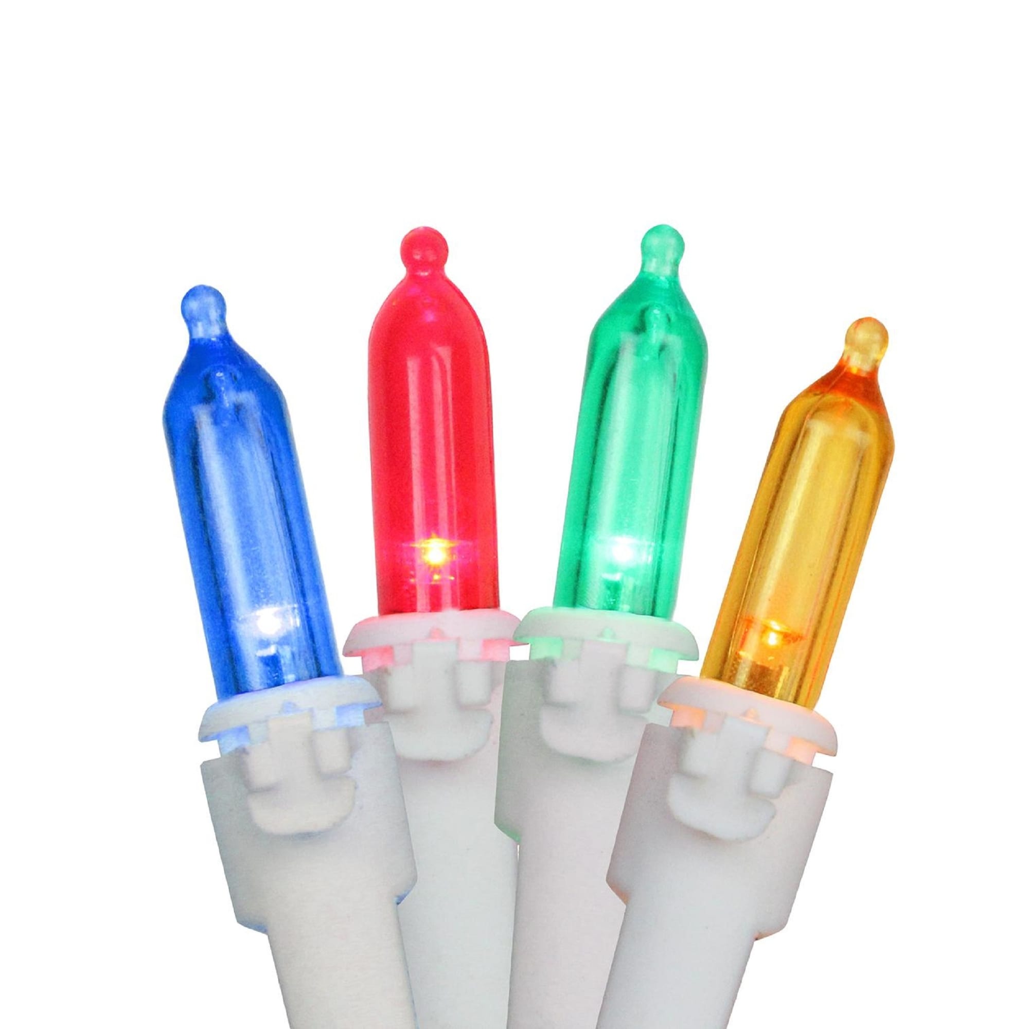 Set of 100 Multi-Color LED Mini Christmas Lights 4" Spacing - White Wire