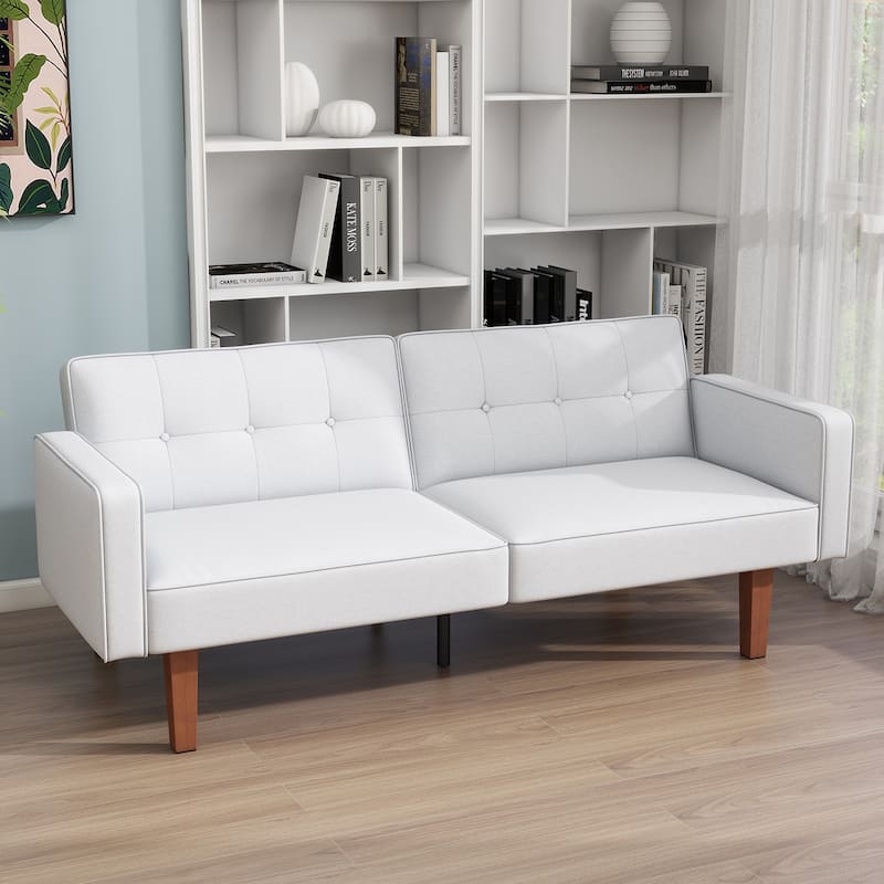 68 in. Twin Size Convertible Sofa Bed Couch w/ Tufted Adjustable Backrest, 5 Colors Optional - 22.44"D x 68.11"W x 28.74"H