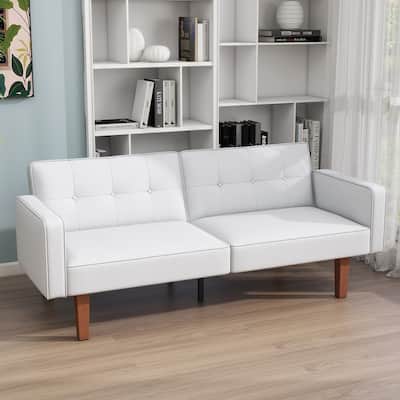 68 in. Twin Size Convertible Sofa Bed Couch w/ Tufted Adjustable Backrest, 5 Colors Optional - 22.44"D x 68.11"W x 28.74"H