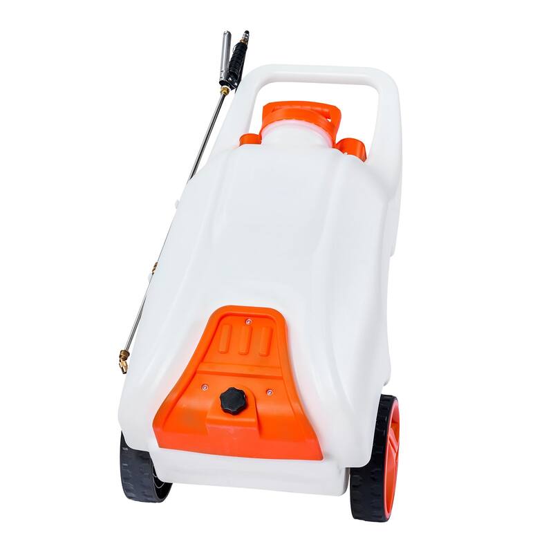 White and Orange 13.1 Gallon Electric Wheeled Sprayer with Adjustable Pressure and 30m Hose