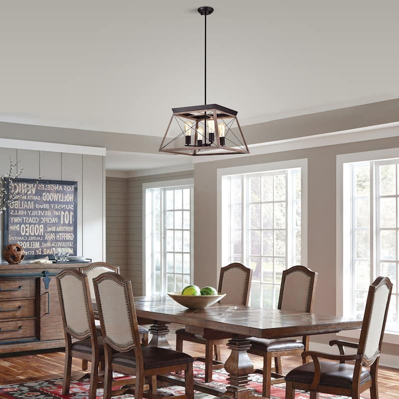 Emmett Oil Rubbed Bronze 4-Light Open-Cage Metal Chandelier