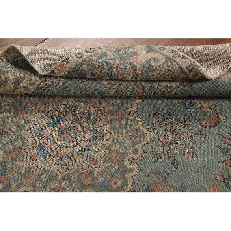 Light Blue Traditional Tabriz Persian Area Rug Handmade Wool Carpet - 6'5"x 9'5"