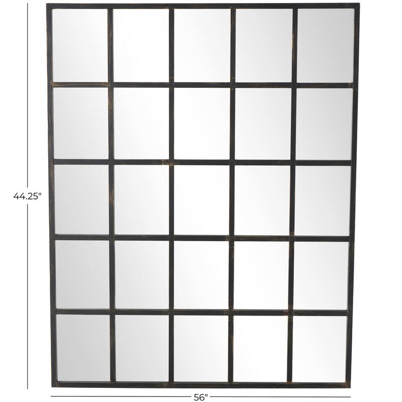 Metal Window Pane Inspired Grid Room Wall Mirror - Copper, Brown, Black - Roche River Decor