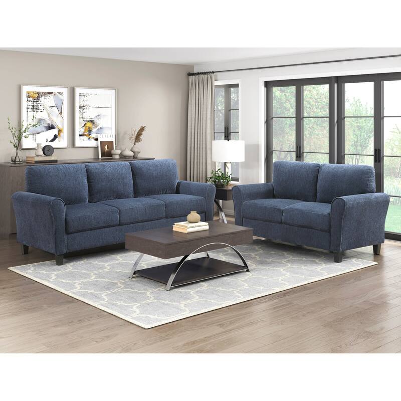 Diboli Chenille 2-Piece Living Room Set - Wood Finish Exposed Feet