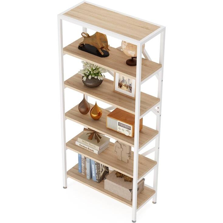 71 Inch Industrial Bookshelf, 6 Shelf Etagere Bookcase,Free Standing Open Book Shelves Storage Display Shelf