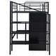preview thumbnail 6 of 8, Black Metal Loft Bed with Drawers, Storage Staircase, and Wardrobe