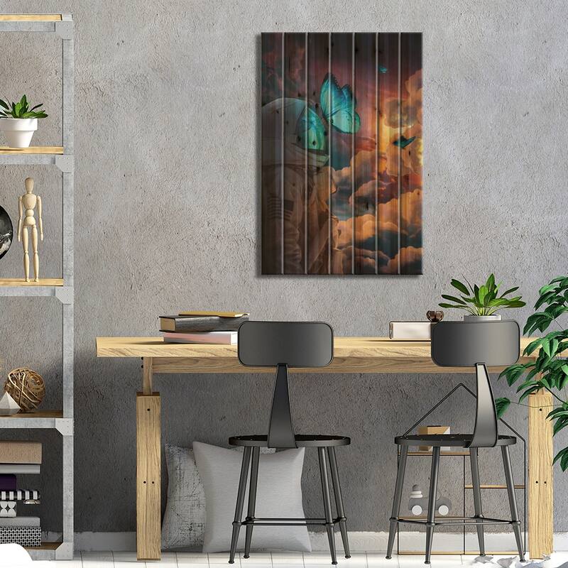 The Social Butterfly Print On Wood by Marischa Becker - Multi-Color