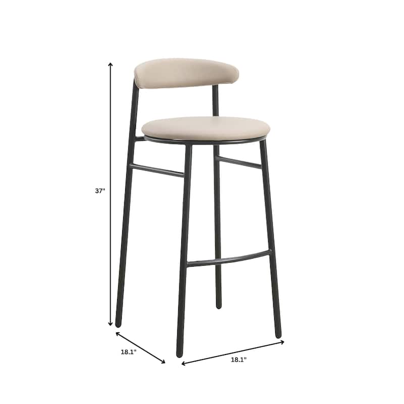 Upholstered Leather Bar Stool Accent Kitchen Chair Lume Collection Set of 2