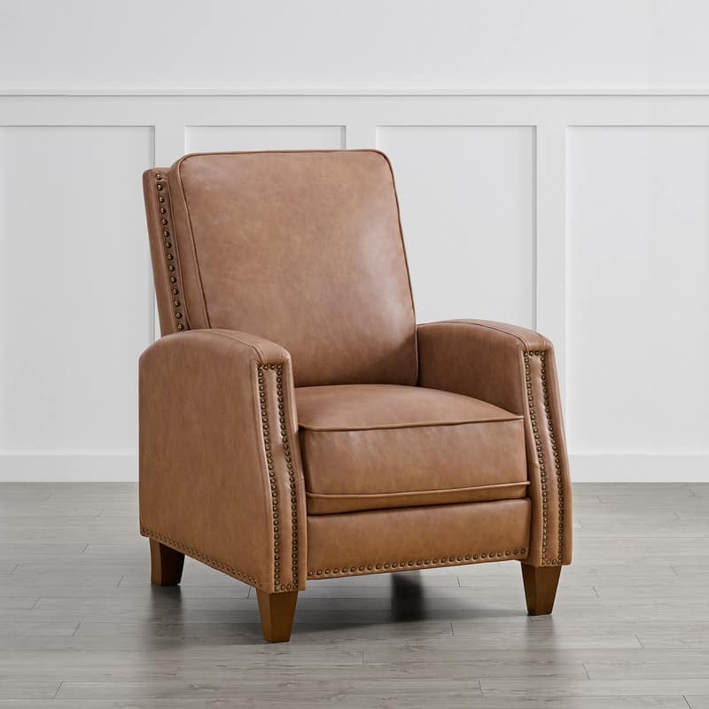 Spruce & Spring Alston Push Back Recliner Chair with Nailhead Trims for Living Room