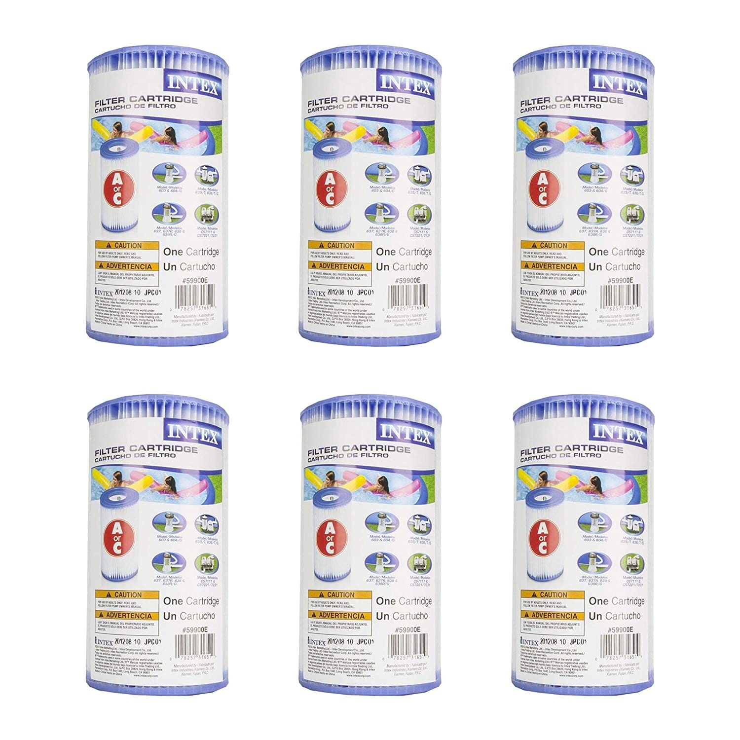 Intex Pool Easy Set Type A Replacement Filter Pump Cartridge 6 Pack 29000E
