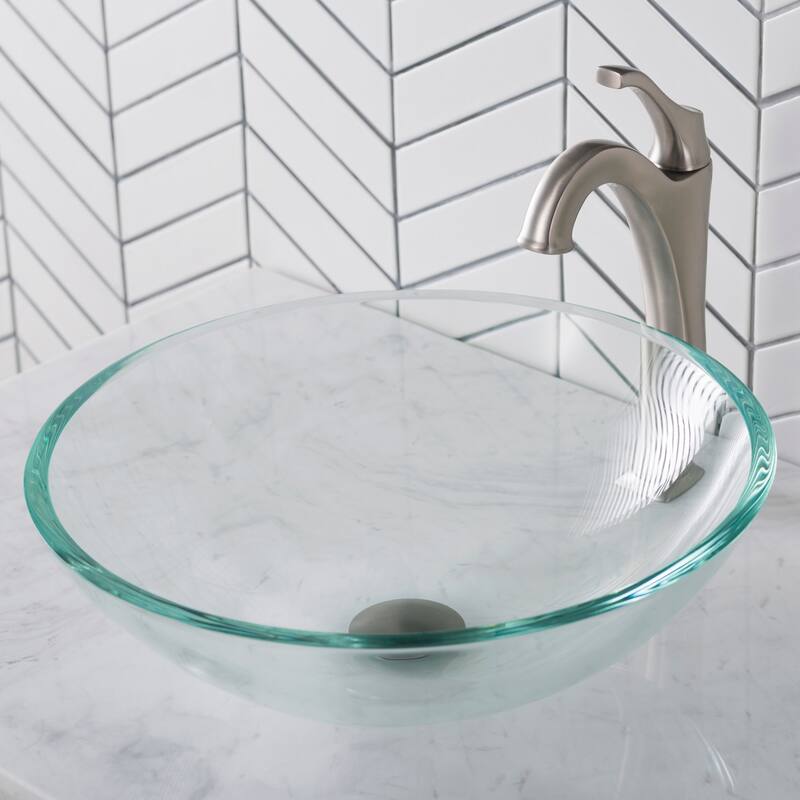 Kraus 16-1/2" Clear Glass Vessel Bathroom Sink Only