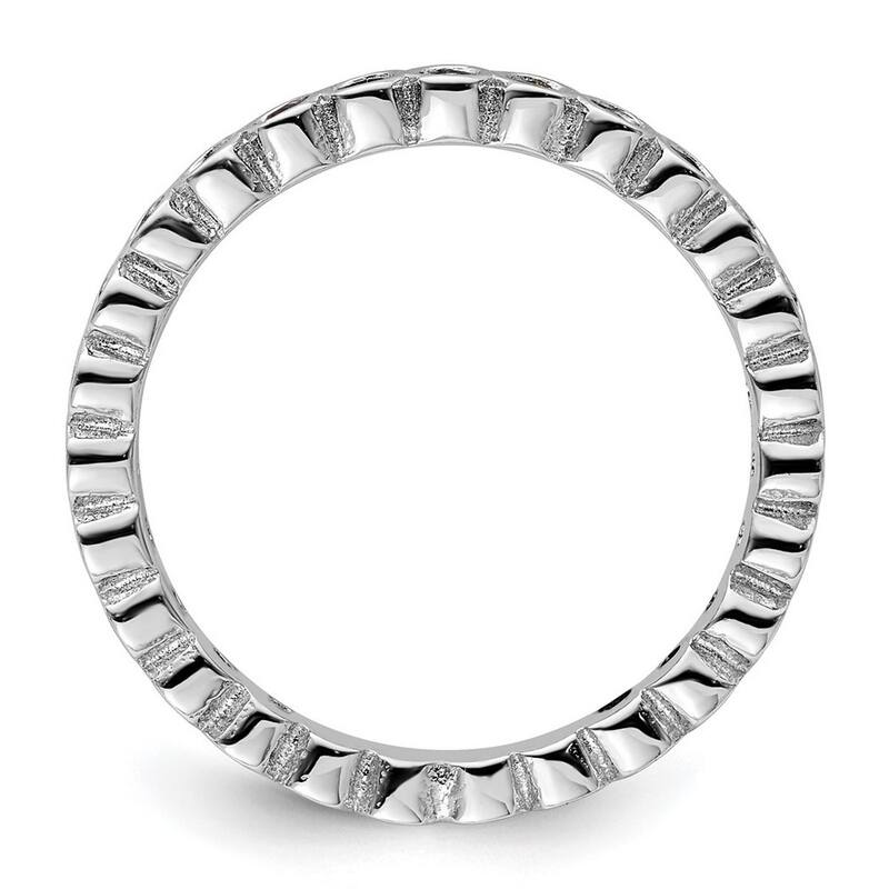 Curata 925 Sterling Silver Bezel Polished Patterned Stackable Expressions Garnet Ring