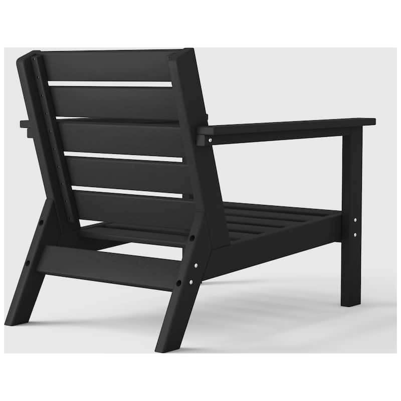 Birchwood All Weather HDPE Outdoor Patio Deep Seating Black Club Chair With Cushions (1-Piece)