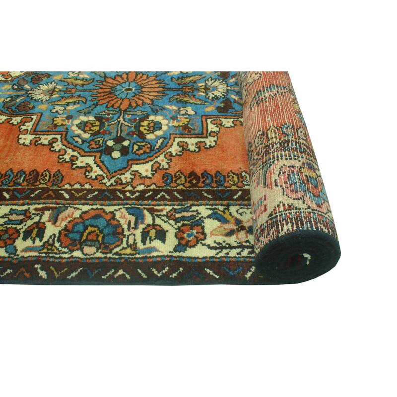 Fine Vintage Distressed Nouman Orange/Turquoise Runner - 3'3" x 9'11"