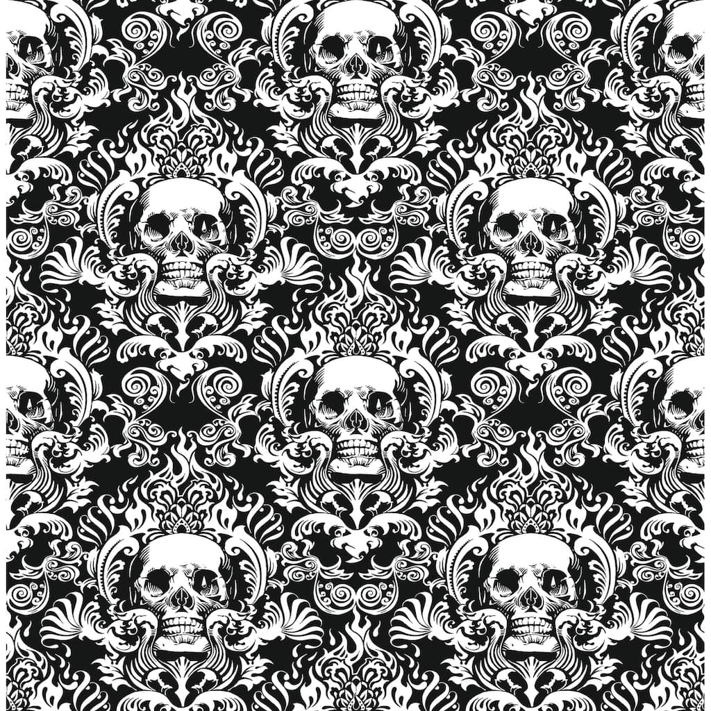 NuWallpaper Skulls Black Fieri Novelty Peel & Stick Wallpaper