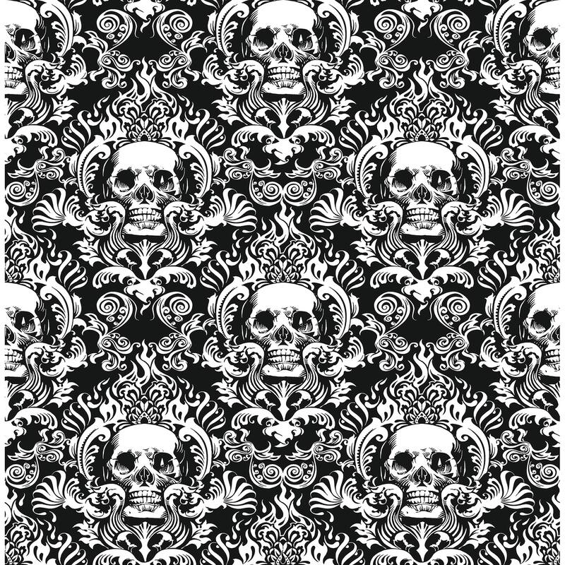 NuWallpaper Skulls Black Fieri Novelty Peel & Stick Wallpaper