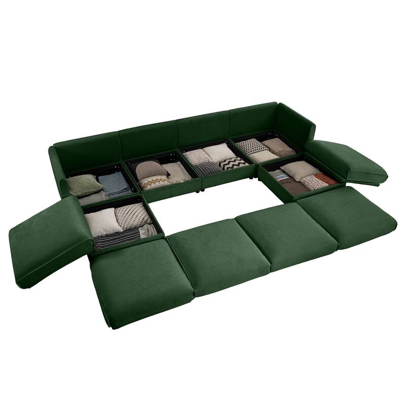 U Shaped Convertible Modular Sectional Sofa Deep Seat Storage Couch