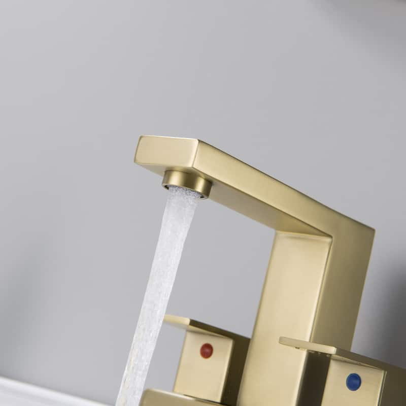 5.3"H Stainless Steel Centerset Deck Mounted 2-Handle Bathroom Faucet