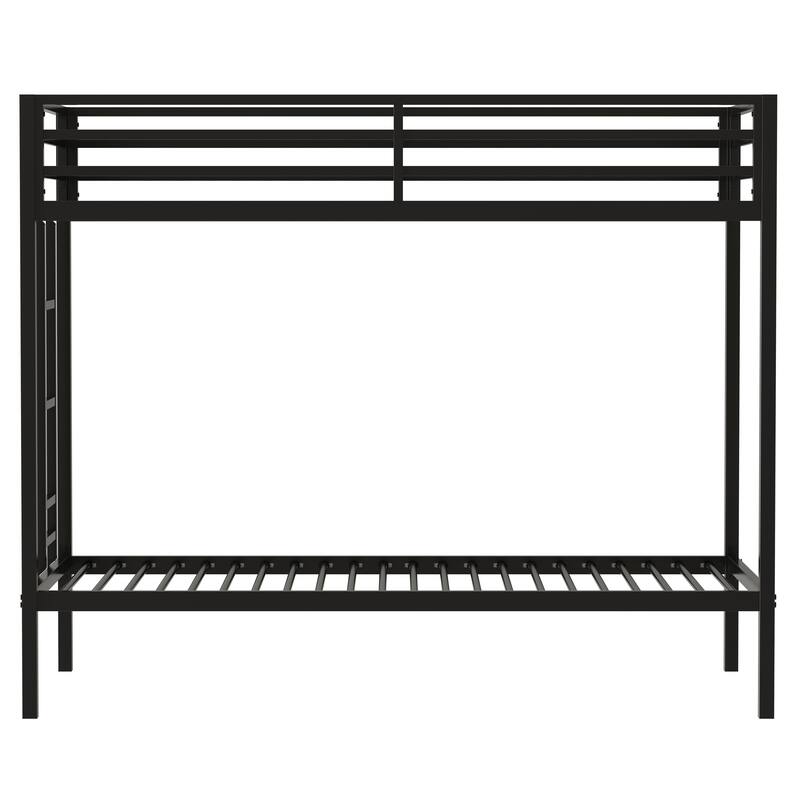 Twin Over Twin Bunk Bed with Ladder and Guardrails, Metal Frame, Space-Saving Design for Kids and Adults
