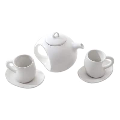 Novica Handmade Pour The Tea In White Ceramic Tea Set (Set For 2)