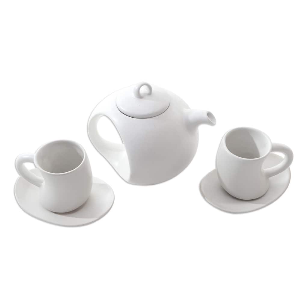 Novica Handmade Pour The Tea In White Ceramic Tea Set (Set For 2)