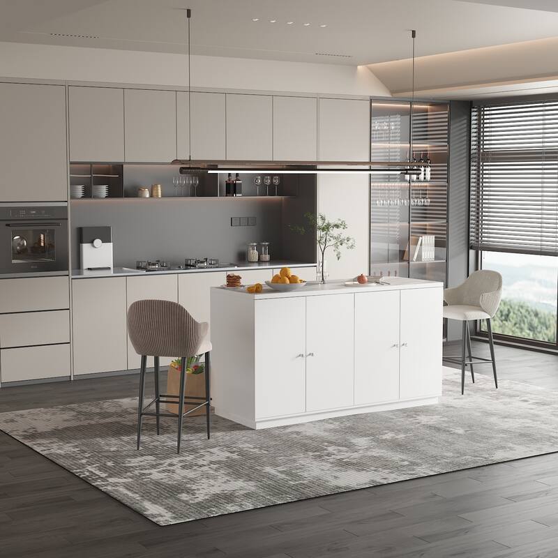 White Sideboard with Ample Organizing Compartments for the Modern Home - 63"