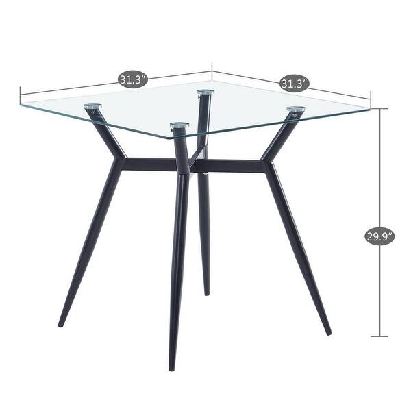 Modern Tempered Glass Table and 2 Benches Dining Set Black (Set of 5) Bed Bath & Beyond 33137607