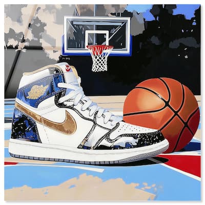 Basketball Court Blues Acrylic by Art Remedy, Ready to Hang