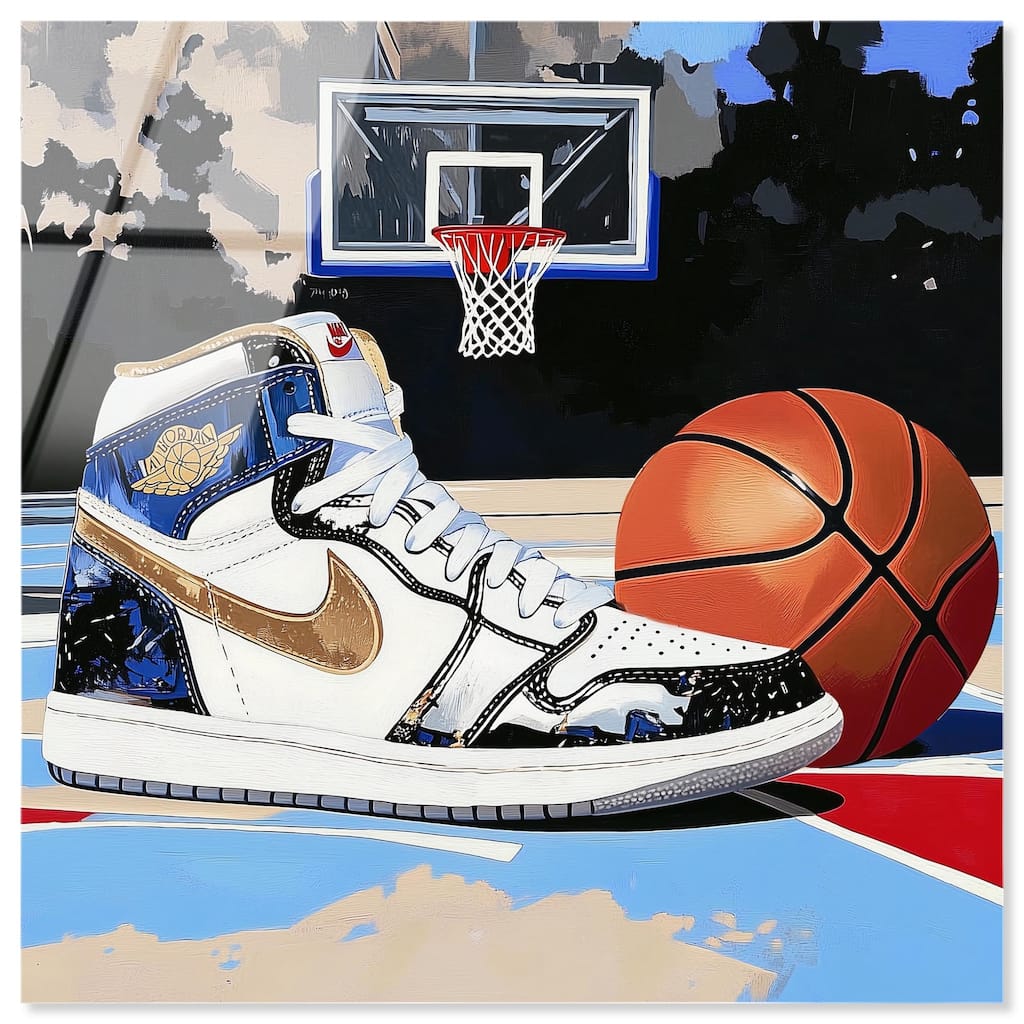 Basketball Court Blues Acrylic by Art Remedy, Ready to Hang